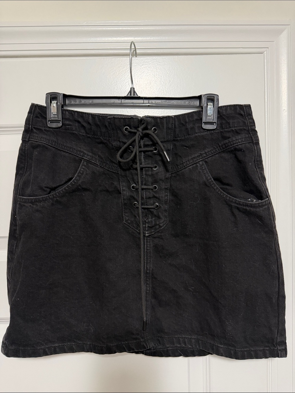 Topshop Black Lace-Up Mini Skirt